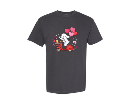 brand:Comfort Colors|color:Graphite|Valentine Cartoon Dog Love Tshirt 2 Graphic T-Shirt