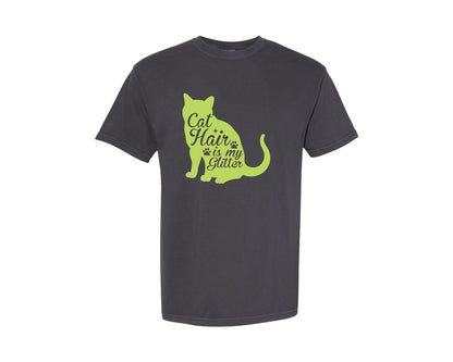 brand:Comfort Colors|color:Graphite|Cat Hair Is My Glitter Tshirt Design 5 Graphic T-Shirt