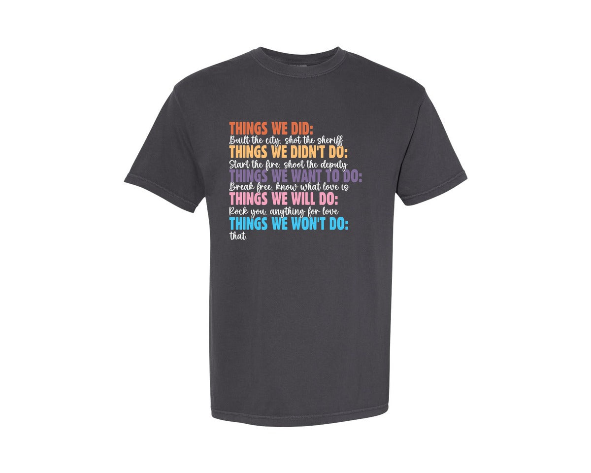 brand:Comfort Colors|color:Graphite|Retro Vintage Things We Did Didnt Want Graphic T-Shirt