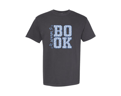 brand:Comfort Colors|color:Graphite|Boho Wildflower Bookworm 2 Graphic T-Shirt
