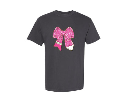 brand:Comfort Colors|color:Graphite|Teacher Valentine Coquette Bow Pencil Pn Graphic T-Shirt