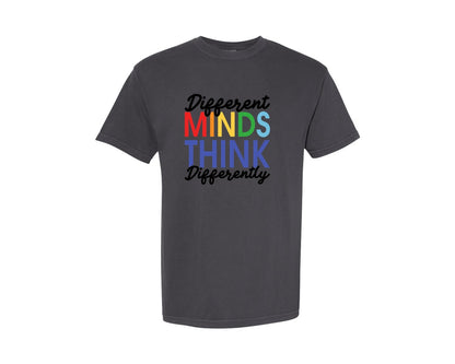 brand:Comfort Colors|color:Graphite|Different Minds Autism T Shirt Graphic T-Shirt
