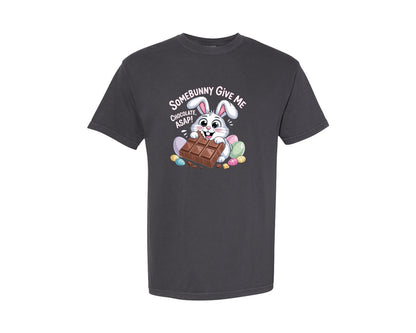 brand:Comfort Colors|color:Graphite|Funny Easter Chocolate Design Graphic T-Shirt