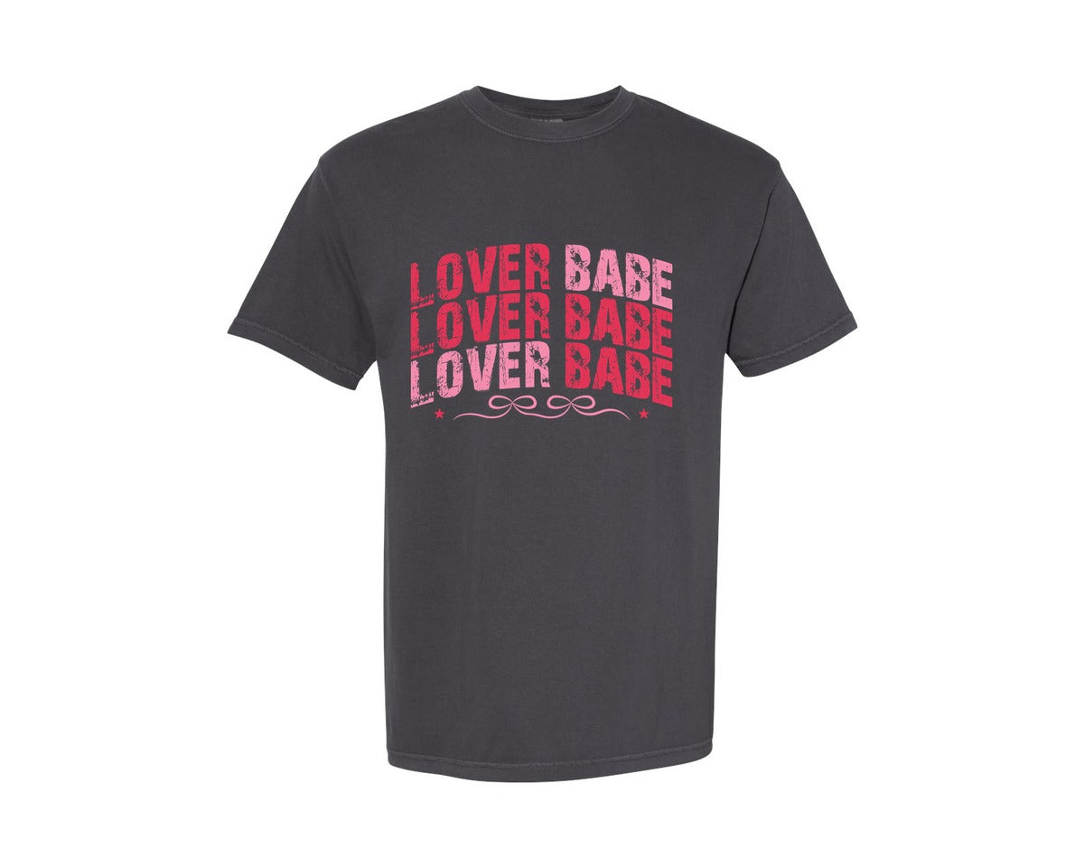 brand:Comfort Colors|color:Graphite|Lover Babe Bow Valentines Day Graphic T-Shirt