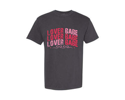 brand:Comfort Colors|color:Graphite|Lover Babe Bow Valentines Day Graphic T-Shirt