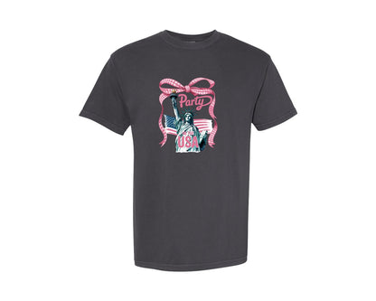 brand:Comfort Colors|color:Graphite|Liberty Usa Party Retro Design Graphic T-Shirt