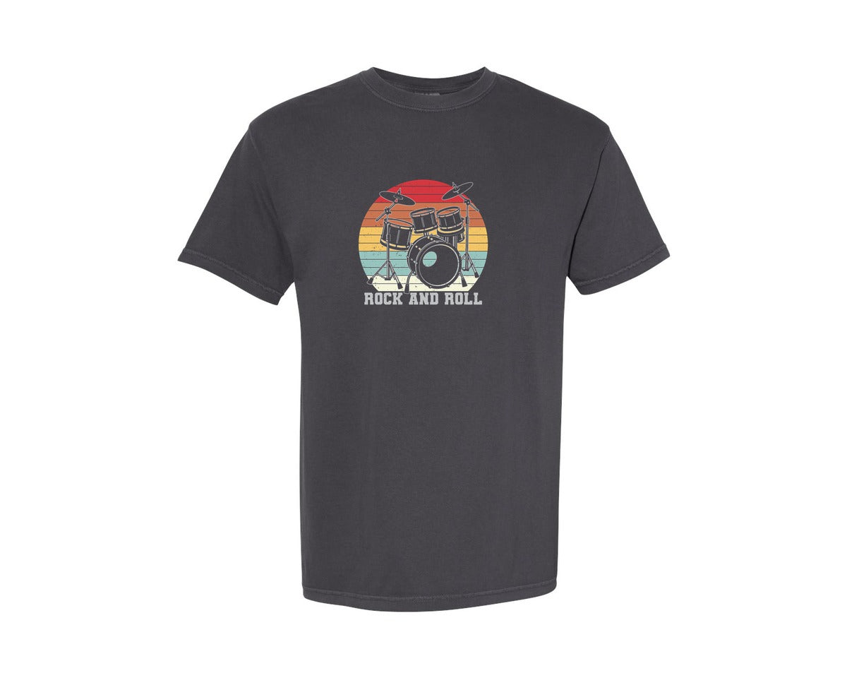 brand:Comfort Colors|color:Graphite|Drummer Rock And Roll Drumming Shirt Graphic T-Shirt