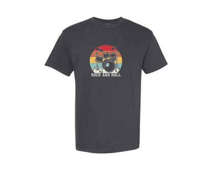 brand:Comfort Colors|color:Graphite|Drummer Rock And Roll Drumming Shirt Graphic T-Shirt