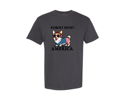 brand:Comfort Colors|color:Graphite|Corgi Dog 4Th Of July Graphic T-Shirt