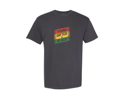 brand:Comfort Colors|color:Graphite|Juneteenth Young Gifted Black Graphic T-Shirt