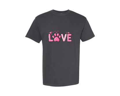 brand:Comfort Colors|color:Graphite|Dog Valentines Day Love Graphic T-Shirt