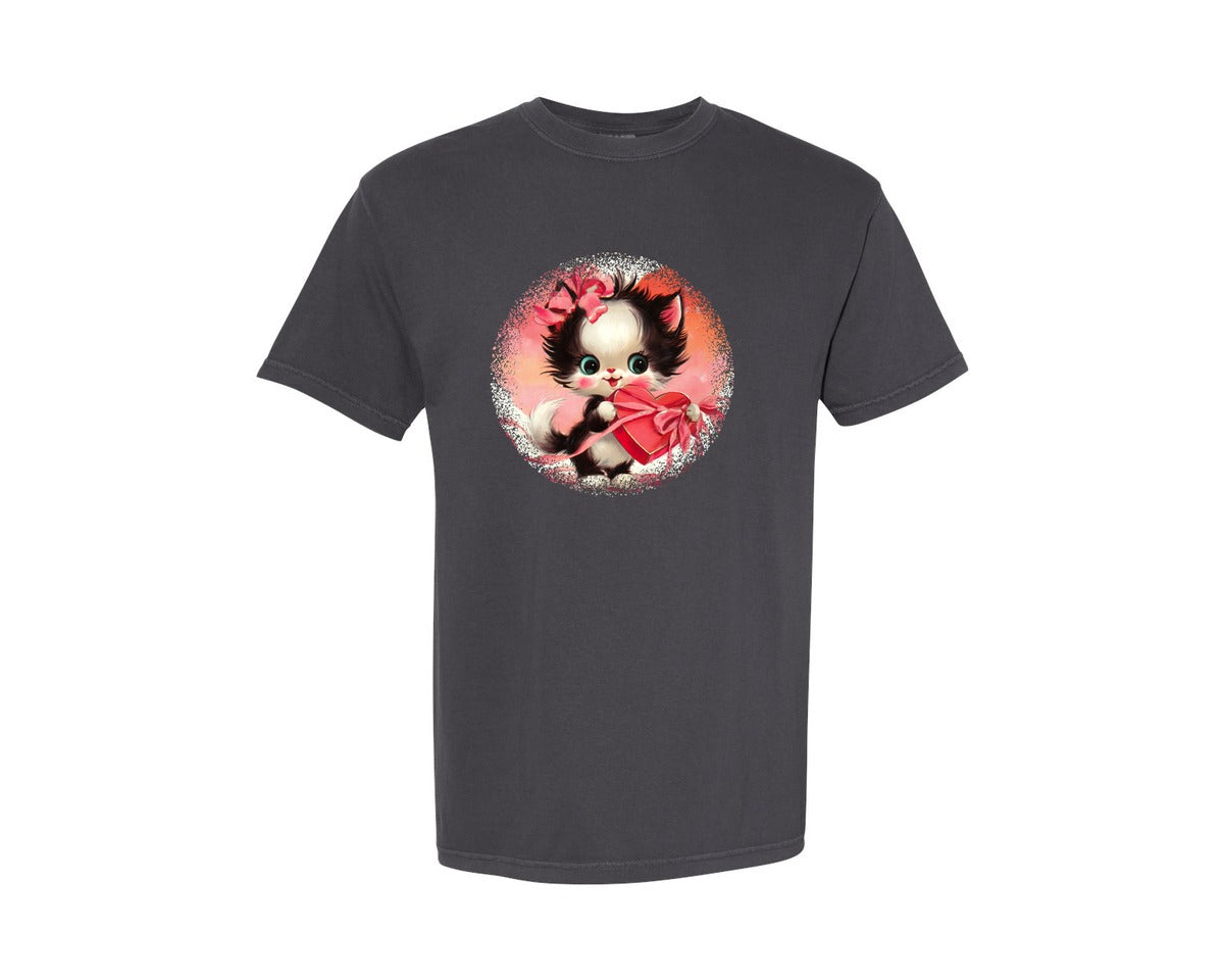 brand:Comfort Colors|color:Graphite|Vintage Valentine Round Tshirt 21 Graphic T-Shirt