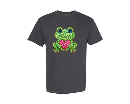 brand:Comfort Colors|color:Graphite|Faux Rhinestone Frog 2 Graphic T-Shirt