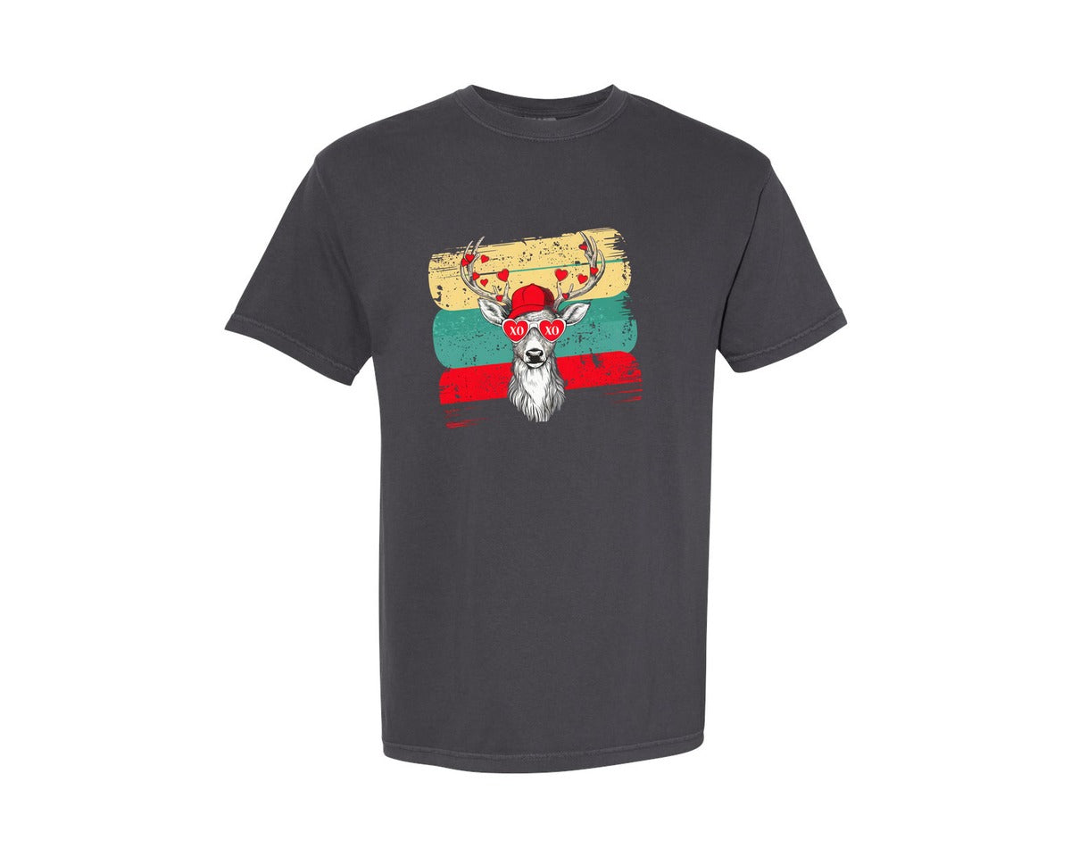 brand:Comfort Colors|color:Graphite|Valentine Buck Boys Valentines Graphic T-Shirt
