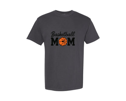 brand:Comfort Colors|color:Graphite|Basketball Mom Heart Design Graphic T-Shirt