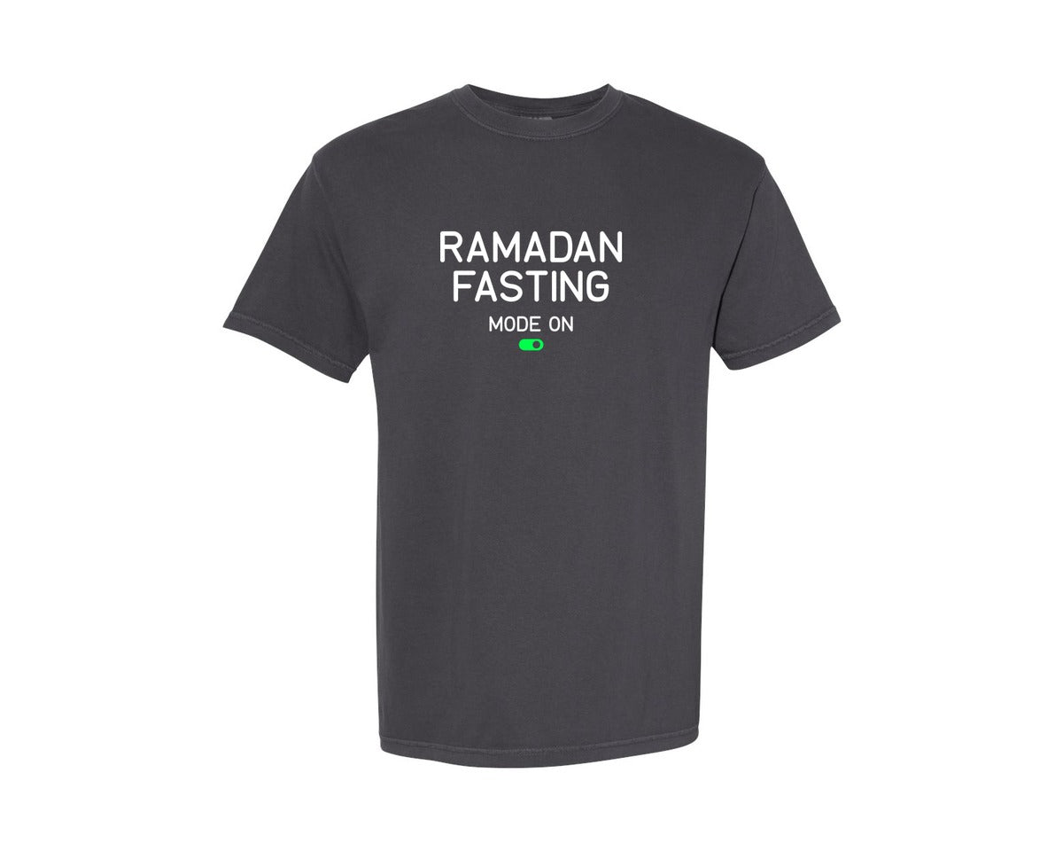 brand:Comfort Colors|color:Graphite|Ramadan Fasting Mode On Ramadan Typogra Graphic T-Shirt