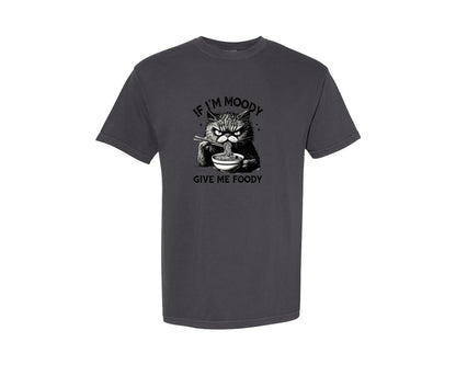 brand:Comfort Colors|color:Graphite|Funny Sarcastic Cat Ramen If Im Moody Graphic T-Shirt