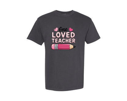 brand:Comfort Colors|color:Graphite|One Loved Teacher Valentine 2 Graphic T-Shirt