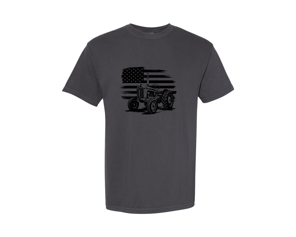 brand:Comfort Colors|color:Graphite|Tractor Flag Vector T Shirt Design Graphic T-Shirt