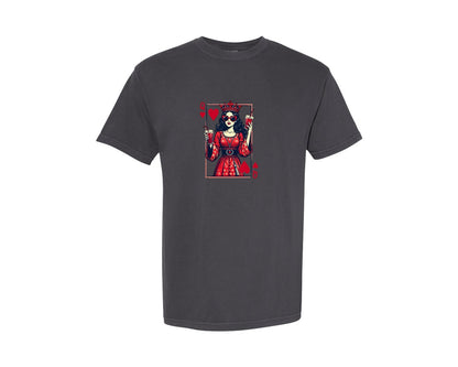 brand:Comfort Colors|color:Graphite|Queen Of Hearts With Drinks T Shirt Graphic T-Shirt