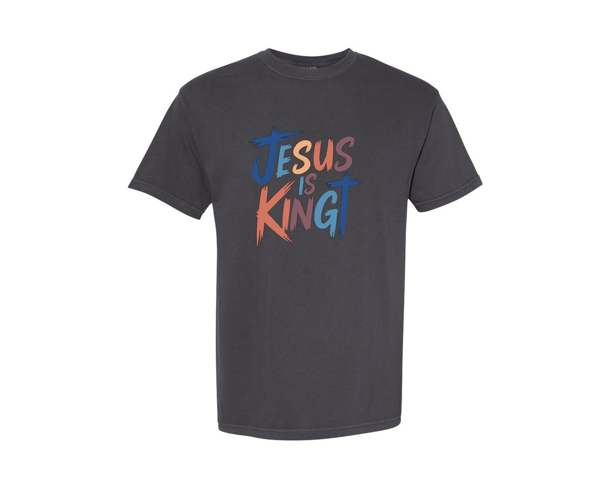 brand:Comfort Colors|color:Graphite|Jesus Is King Christian Faith Graphic T-Shirt