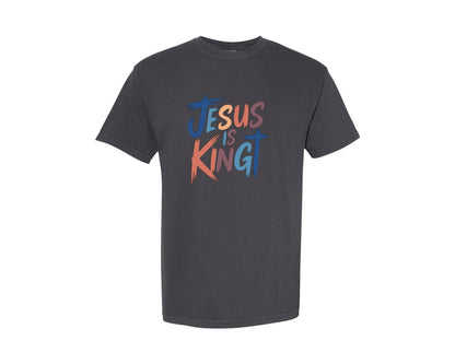 brand:Comfort Colors|color:Graphite|Jesus Is King Christian Faith Graphic T-Shirt
