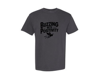 brand:Comfort Colors|color:Graphite|Buzzing With Positivity Bee Graphic T-Shirt