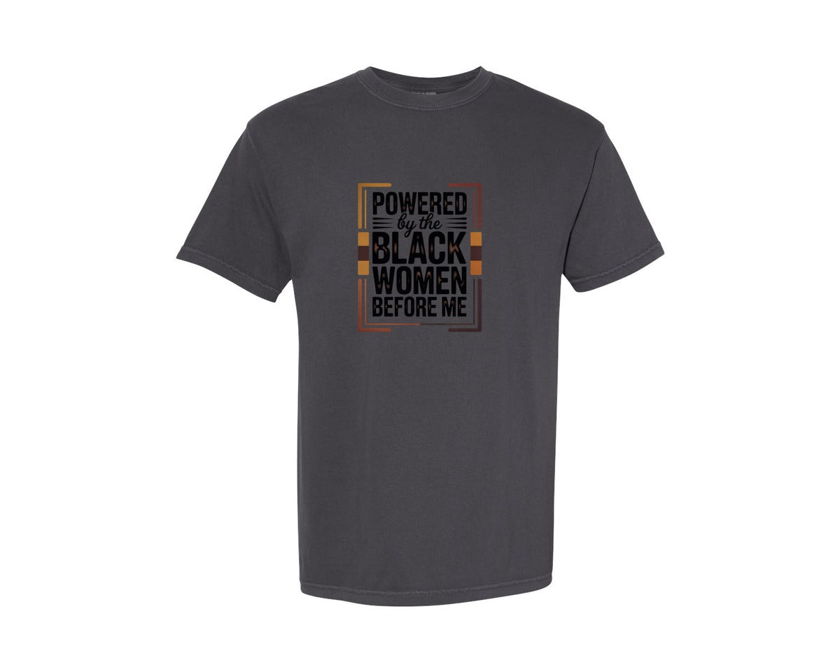 brand:Comfort Colors|color:Graphite|Powered By Black Women Design Graphic T-Shirt