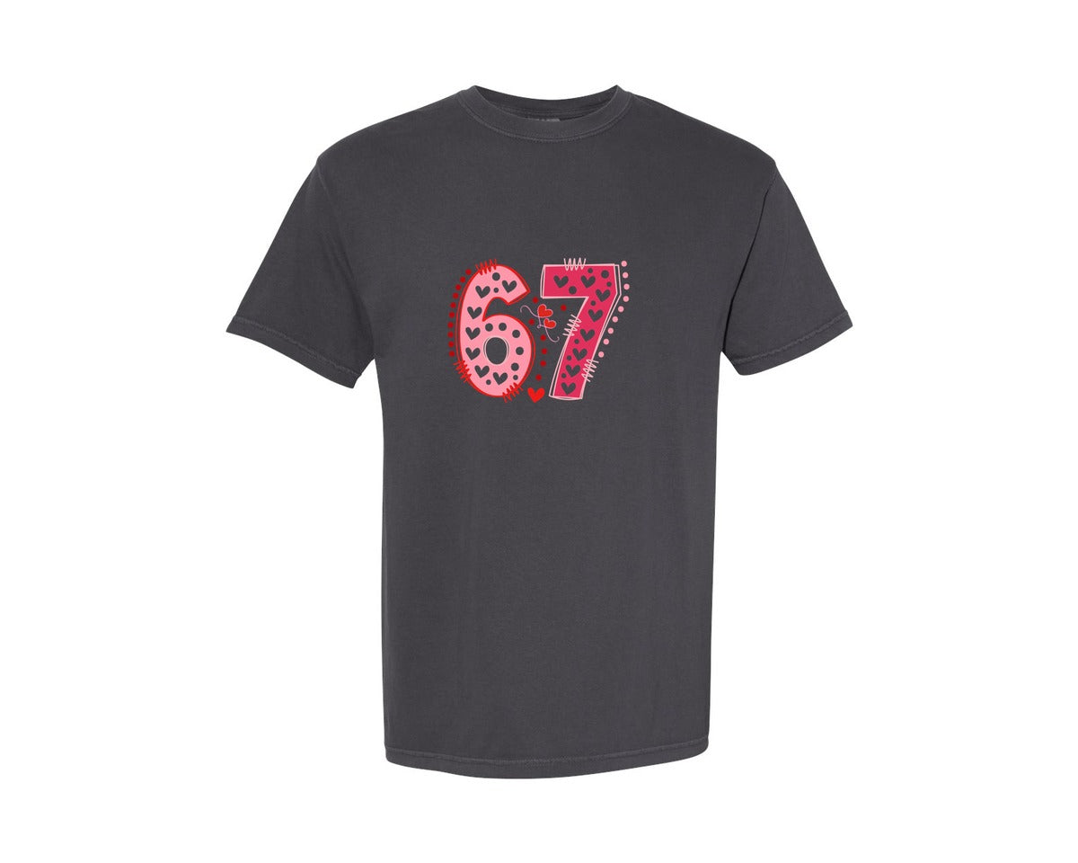 brand:Comfort Colors|color:Graphite|Six Seven 6 7 Valentines Day Trend 2 Graphic T-Shirt