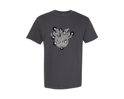 brand:Comfort Colors|color:Graphite|Sparkling Rhinestone Flame Design Graphic T-Shirt