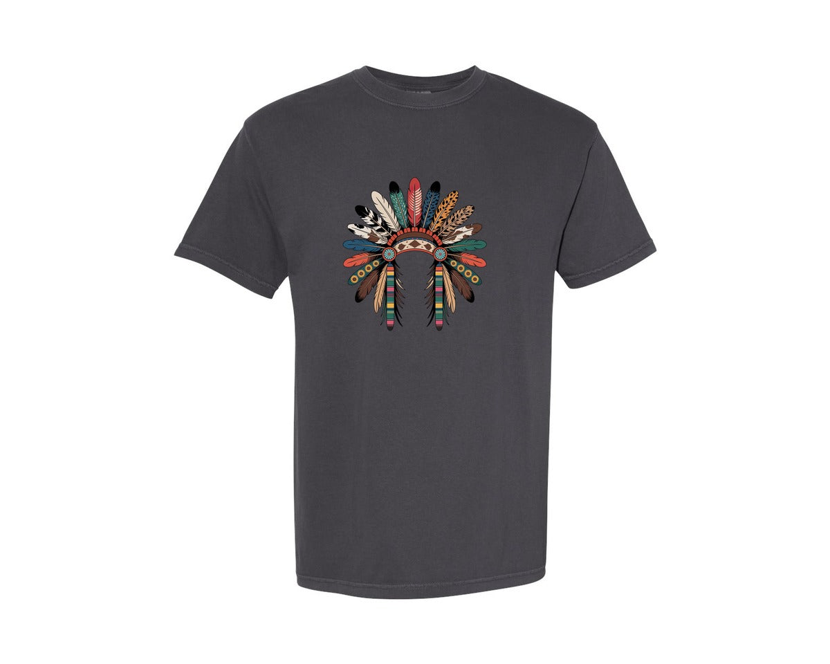 brand:Comfort Colors|color:Graphite|Boho Western Headdress 2 Graphic T-Shirt