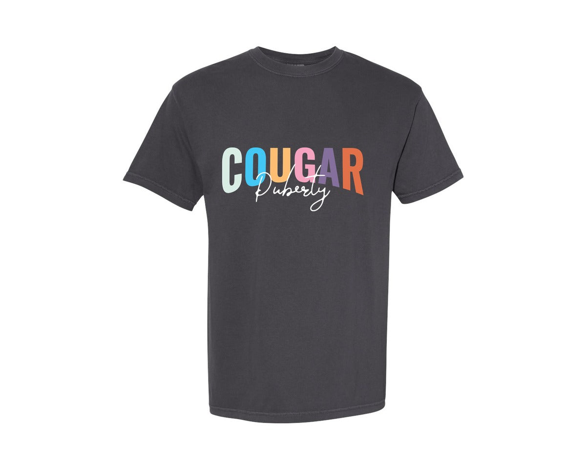 brand:Comfort Colors|color:Graphite|Cougar Puberty Funny Bossy Moms Graphic T-Shirt