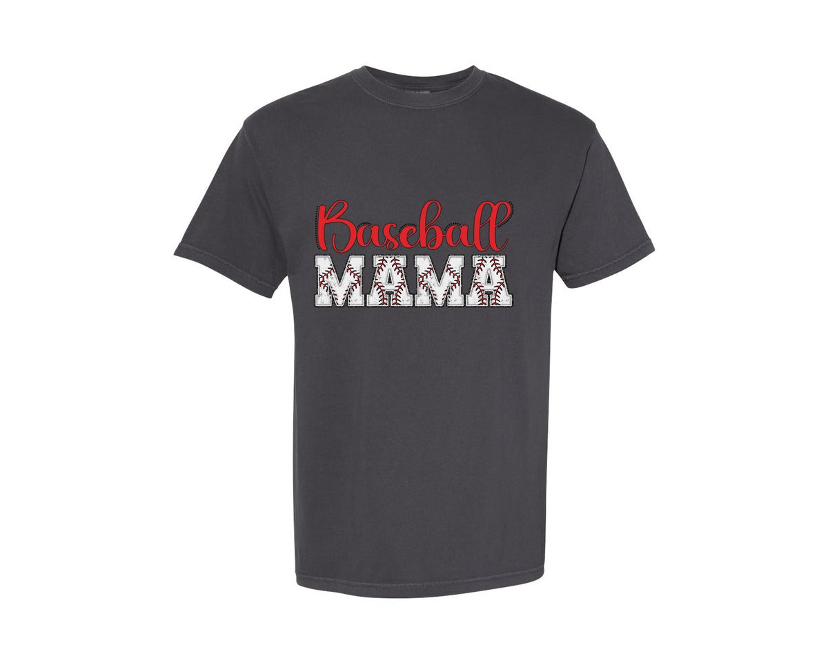 brand:Comfort Colors|color:Graphite|Baseball Mama Design Graphic T-Shirt