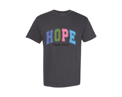 brand:Comfort Colors|color:Graphite|Hope Inspirational Bible V 2 Graphic T-Shirt