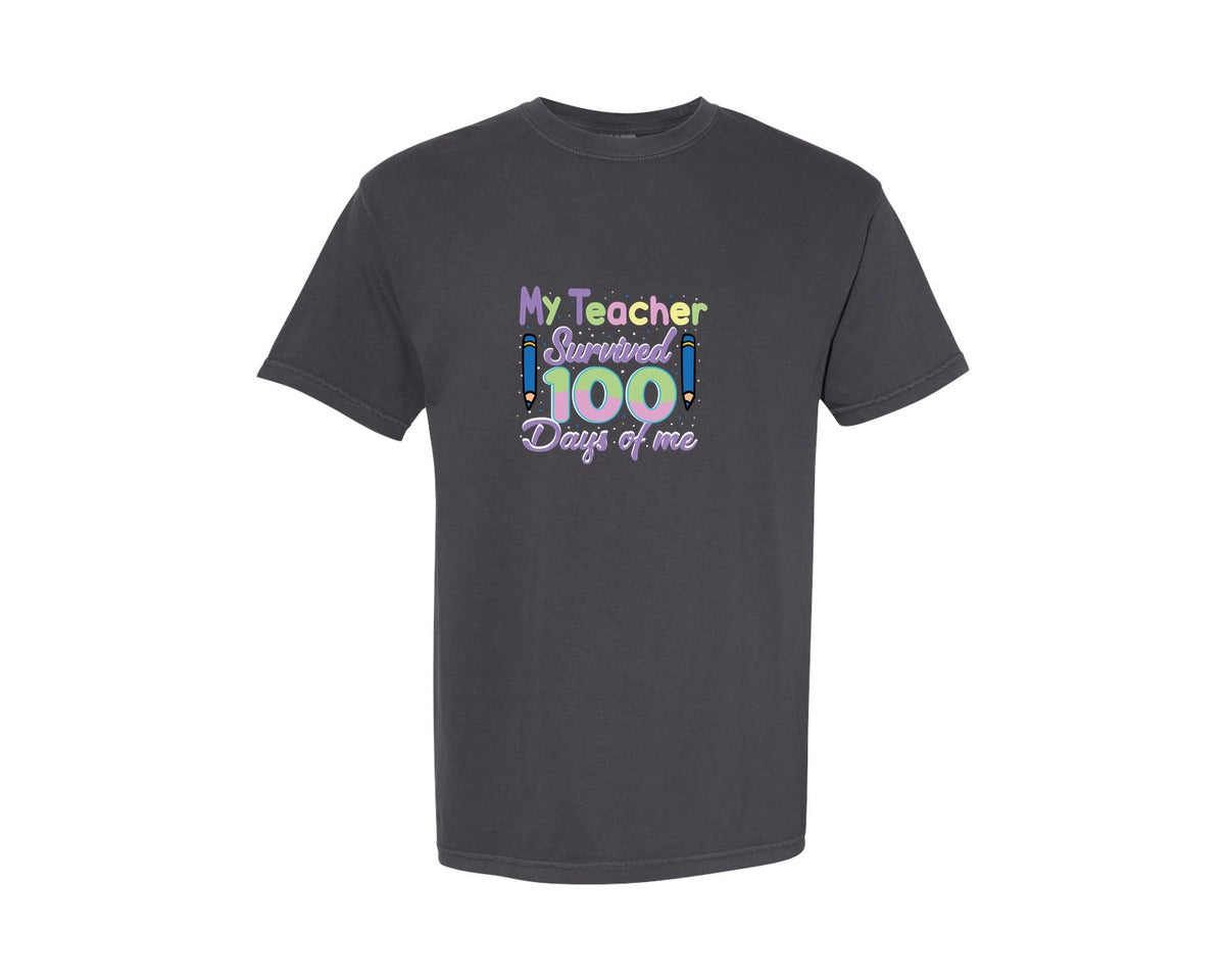 brand:Comfort Colors|color:Graphite|100 Days Teacher Grace Chic Tee Design Graphic T-Shirt