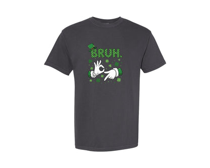 brand:Comfort Colors|color:Graphite|Bruh St Patricks Day Six Seven Meme Graphic T-Shirt