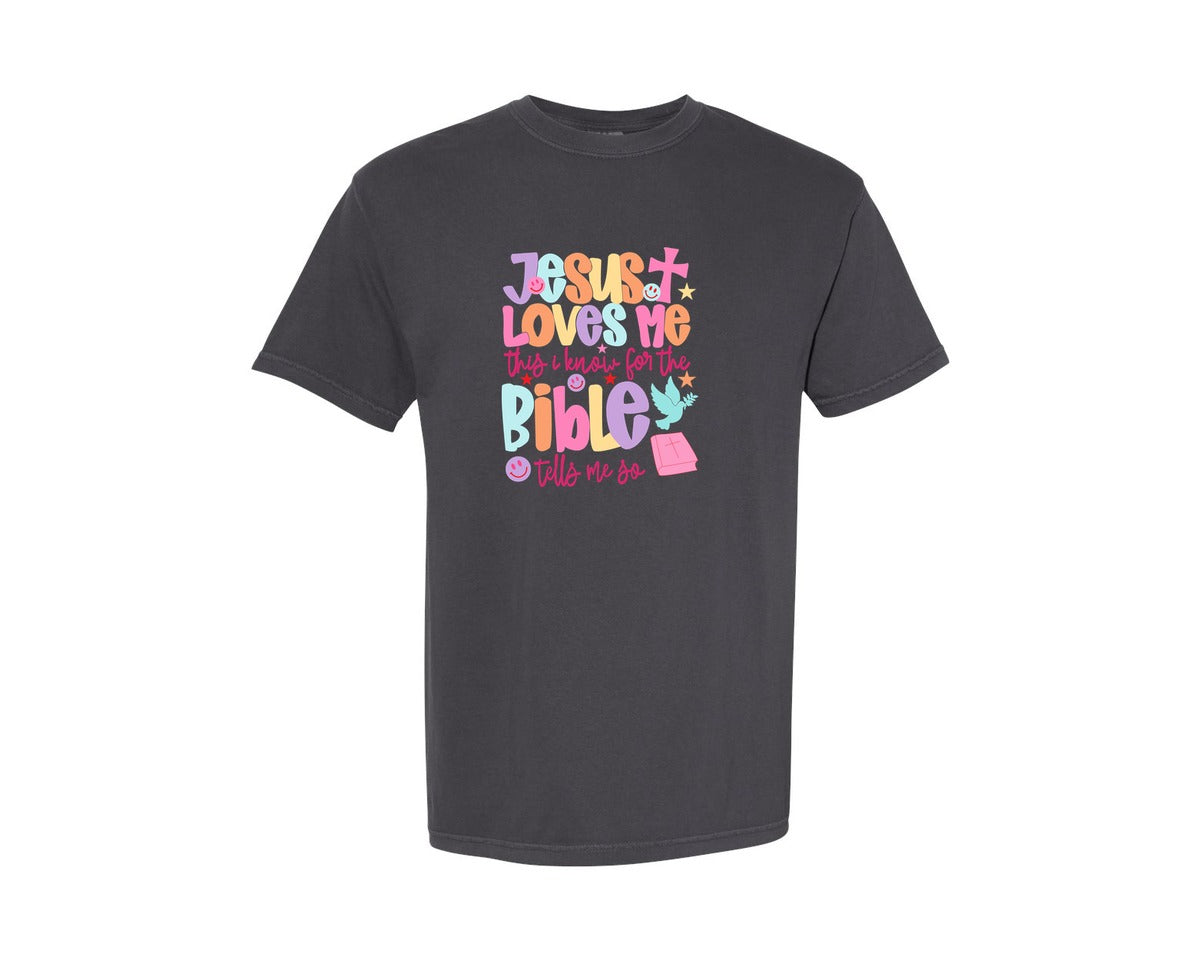 brand:Comfort Colors|color:Graphite|Neon Jesus Love Graphic T-Shirt