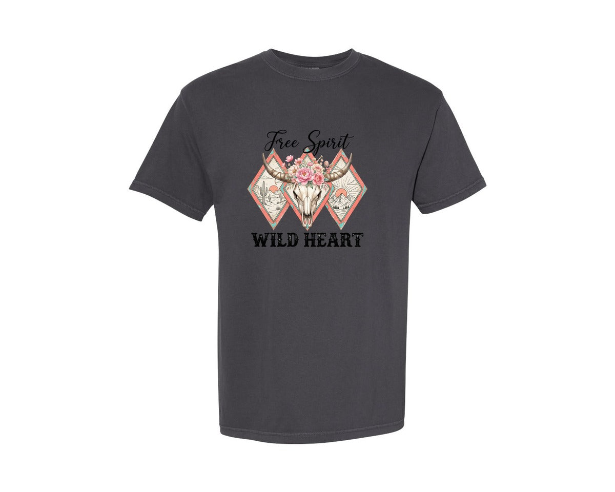 brand:Comfort Colors|color:Graphite|Free Spirit Wild Heart 4 Graphic T-Shirt