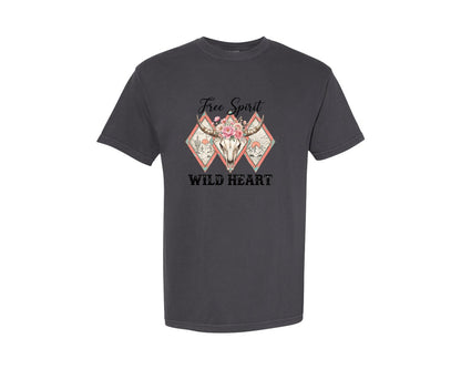 brand:Comfort Colors|color:Graphite|Free Spirit Wild Heart 4 Graphic T-Shirt