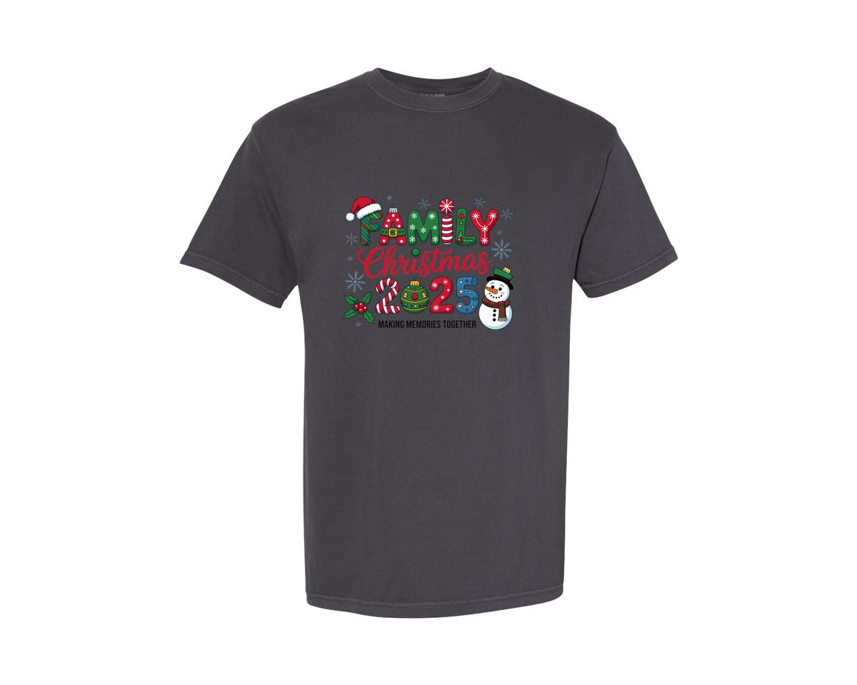 brand:Comfort Colors|color:Graphite|Christmas Crew Pngfamily Christmas 2025 Graphic T-Shirt