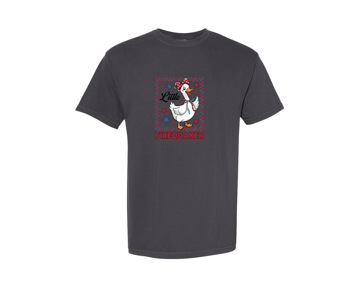 brand:Comfort Colors|color:Graphite|Girl 4Th Of July Goose Graphic T-Shirt