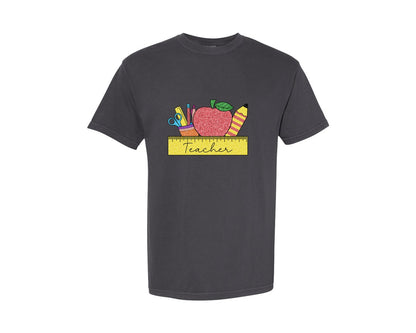 brand:Comfort Colors|color:Graphite|Teacher School Teacher Graphic T-Shirt