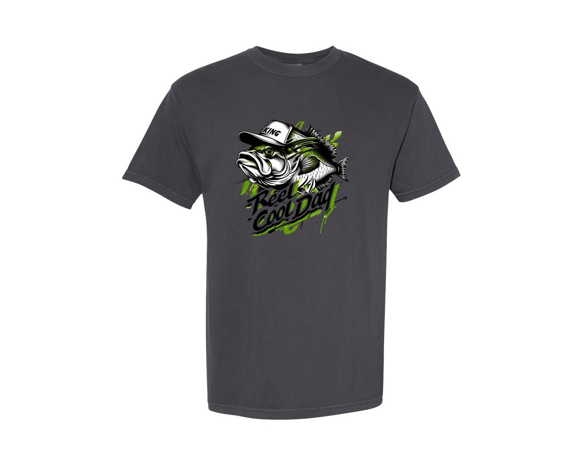brand:Comfort Colors|color:Graphite|Reel Cool Dad Bass Fishing Graphic T-Shirt