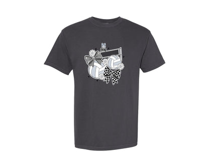 brand:Comfort Colors|color:Graphite|Volleyball Coquette Game Day Graphic T-Shirt