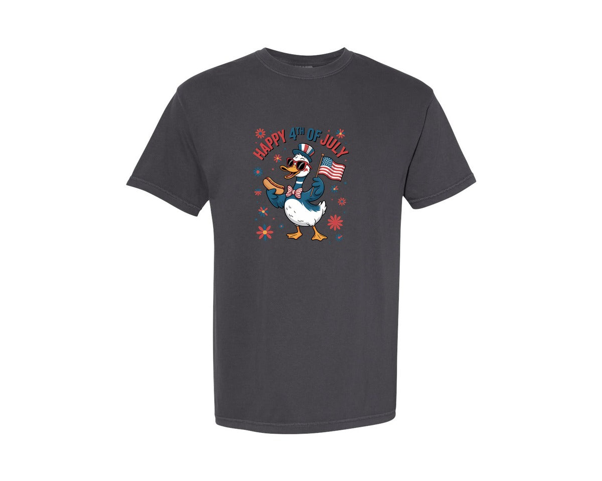 brand:Comfort Colors|color:Graphite|Funny 4Th Of July Silly Goose Shirt Graphic T-Shirt