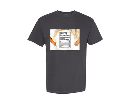 brand:Comfort Colors|color:Graphite|Easter Nutrition Facts Easter 2 Graphic T-Shirt
