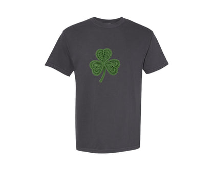 brand:Comfort Colors|color:Graphite|Faux Yarn Shamrock St Patricks Day Graphic T-Shirt