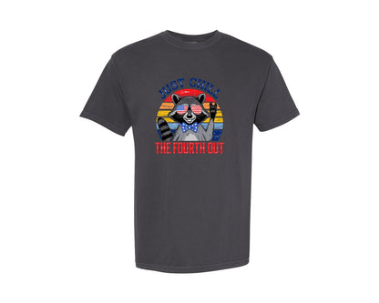 brand:Comfort Colors|color:Graphite|Retro Raccoon 4Th Of July Chill Vibes Graphic T-Shirt