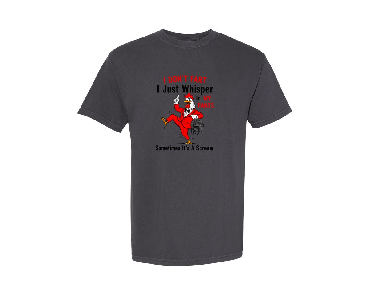 brand:Comfort Colors|color:Graphite|Sarcastic Chicken Retro Fart Humor Graphic T-Shirt