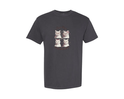 brand:Comfort Colors|color:Graphite|Vintage Valentines Day Cat Design 9 Graphic T-Shirt